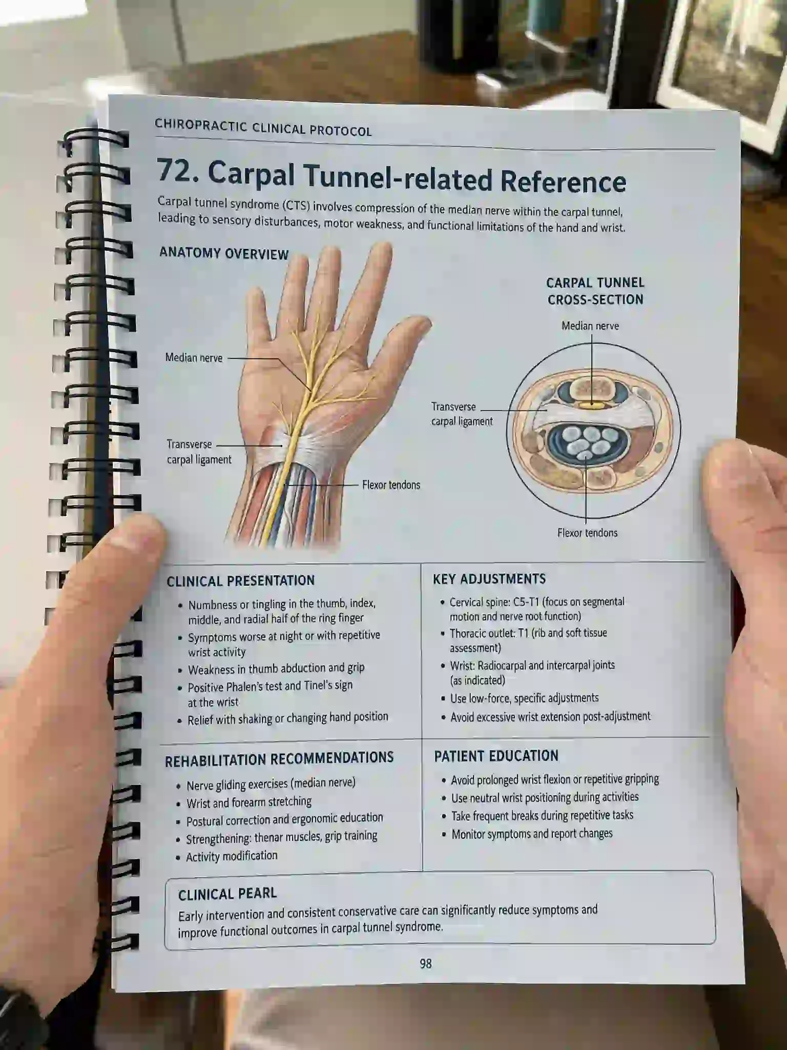 Practitioner reviewing the Carpal Tunnel-related Reference protocol page